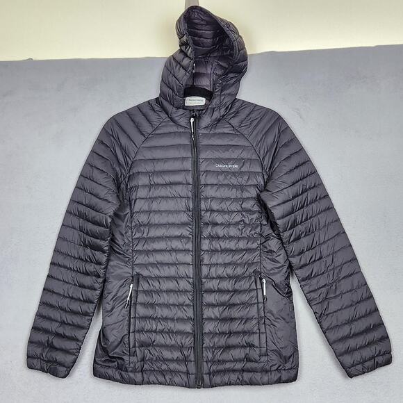 Craghoppers Jacket Womens Small Black Hooded Down Puffer Lightweight ZCWN228 - Picture 1 of 16